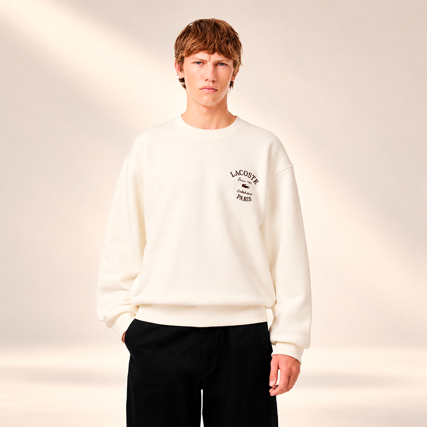 Sudadera LAcoste bor crema2